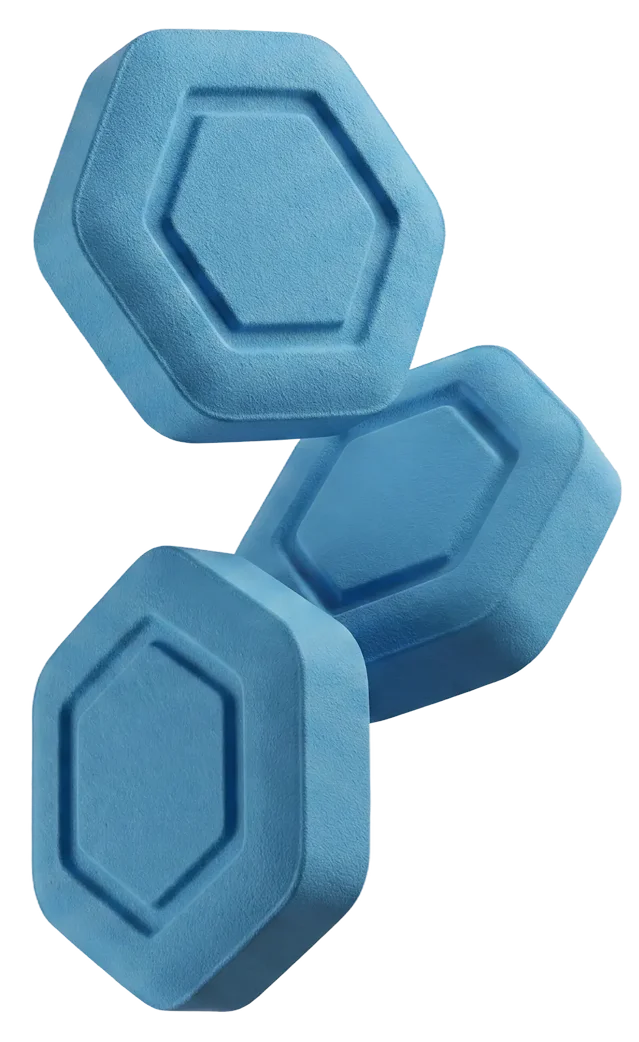 Pastilhas hexagonais azuis da Bluue